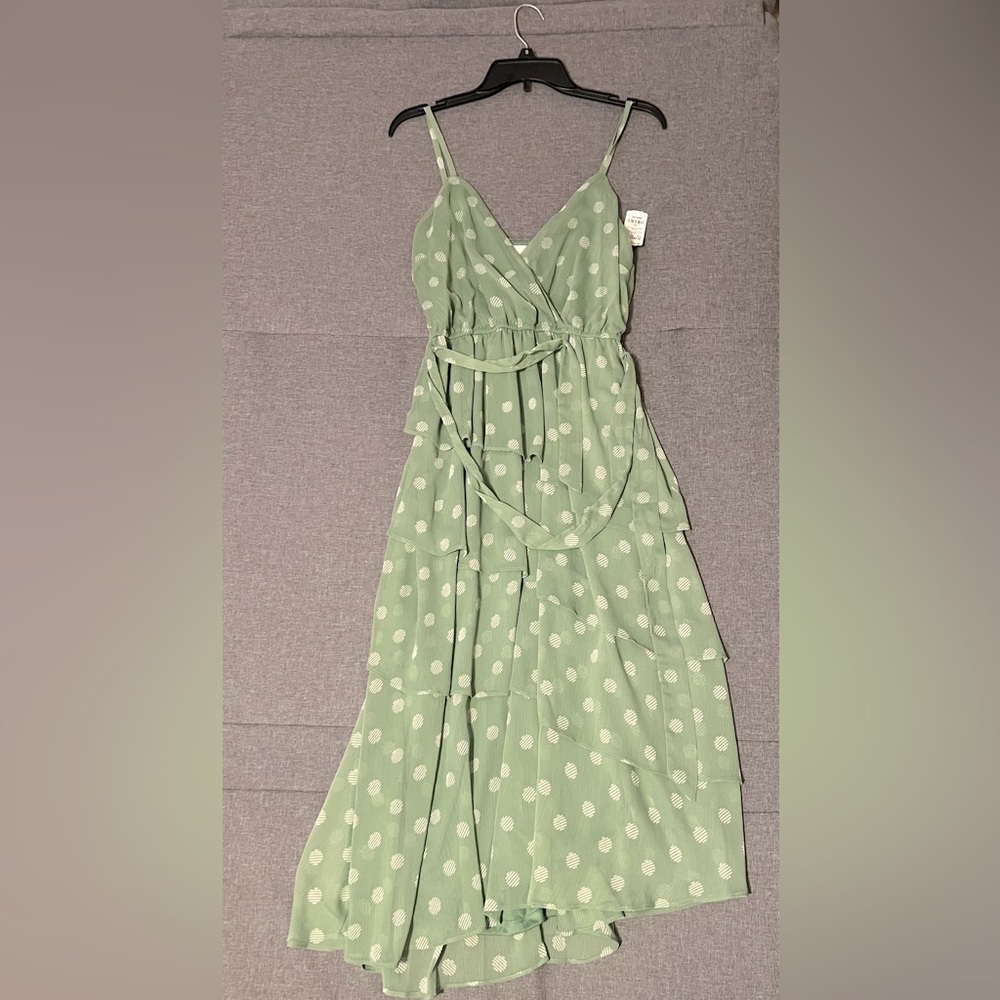 Women’s Med Green Polka-dot Maxi Dress